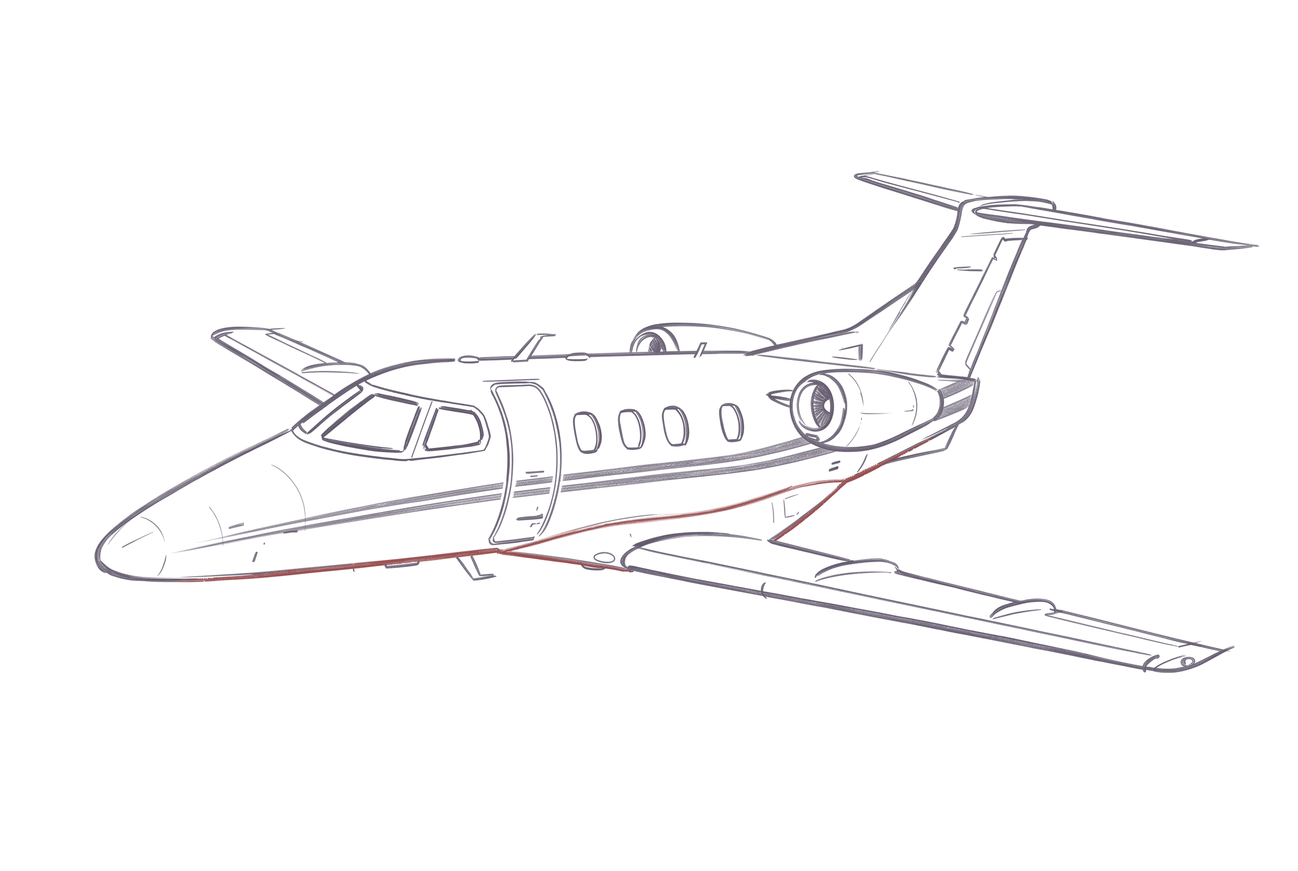 Embraer Phenom 100EX line illustration, representative of Embraer Phenom 100E